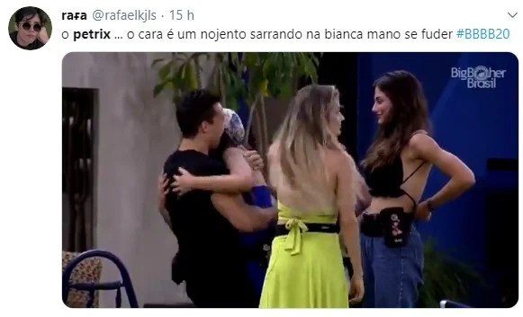 BBB20: Petrix volta a ser acusado de assédio contra Boca Rosa - imagem 5 BBB20: Petrix volta a ser acusado de assédio contra Boca Rosa - imagem 5