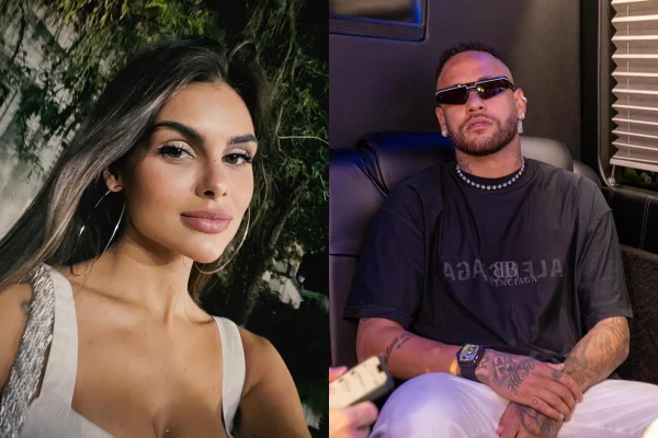 Montagem com fotos de Amanda Kimberlly e Neymar - Metrópoles
