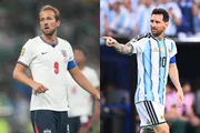 Kane e Messi, principais estrelas de Inglaterra e Argentina. Kane e Messi, principais estrelas de Inglaterra e Argentina.