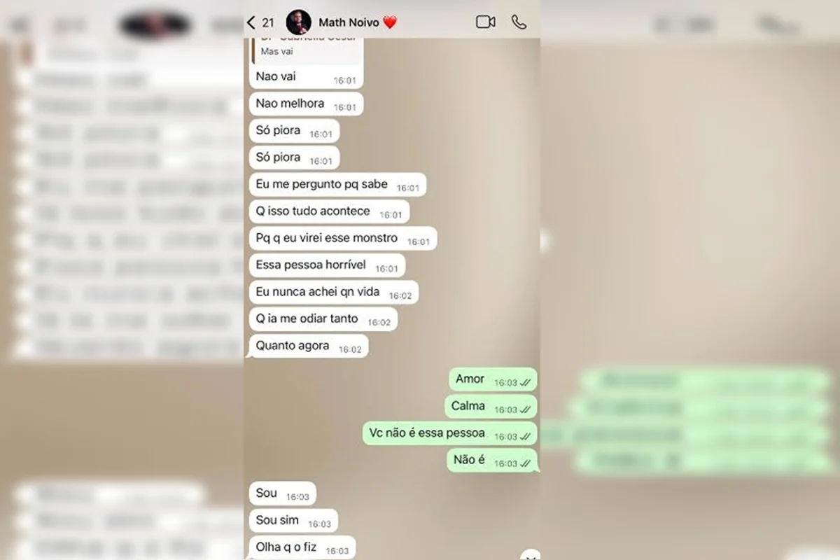 Conversas da vítima com o seu ex-noivo Conversas da vítima com o seu ex-noivo