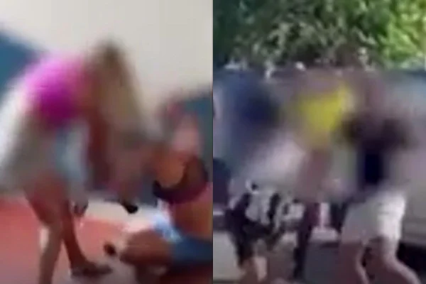 Montagem com fotos coloridas e borradas de brigas registradas no RJ - Metrópoles