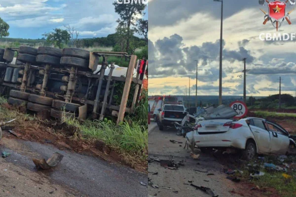 Batida entre carro e caminhão que transportava líquido inflamável deixa um morto