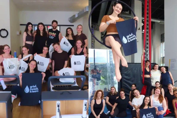 Foto colorida de participantes em projeto de luto em NY