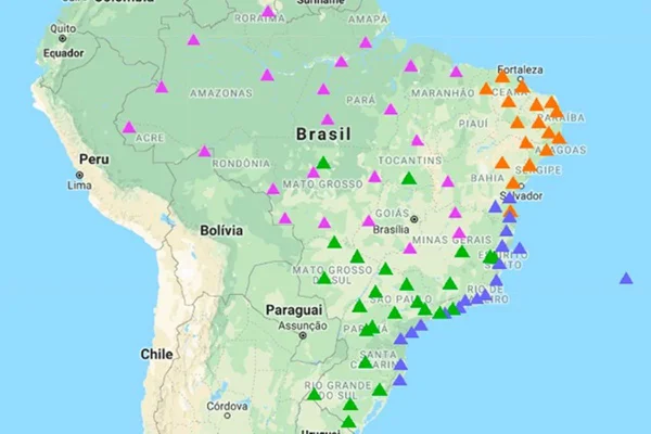 Imagem colorida localização de terremotos