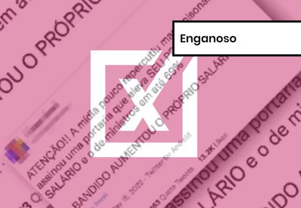 Imagem colorida de post enganoso sobre salário de Bolsonaro e seus ministros