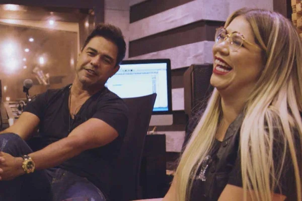 Print de Zezé Di Camargo e Marília Mendonça em gravação