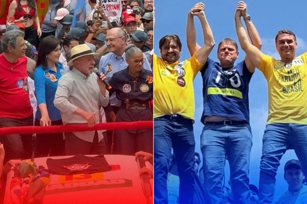 Lula e Flávio em atos de campanha em SP