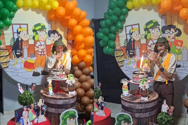 montagem com fotos de idoso em aniversário - metrópoles
