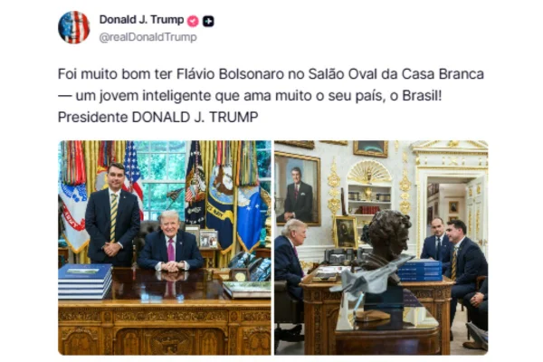 Trump se manifesta sobre encontro e elogia Flávio Bolsonaro