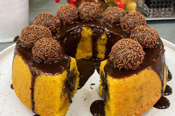 Bolo de cenoura com brigadeiro