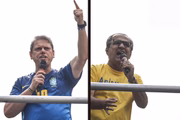 Tarcísio e Malafaia em ato a favor de Bolsonaro