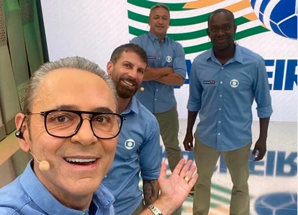Equipe de esportes da Globo com Luis Roberto e PC Oliveira