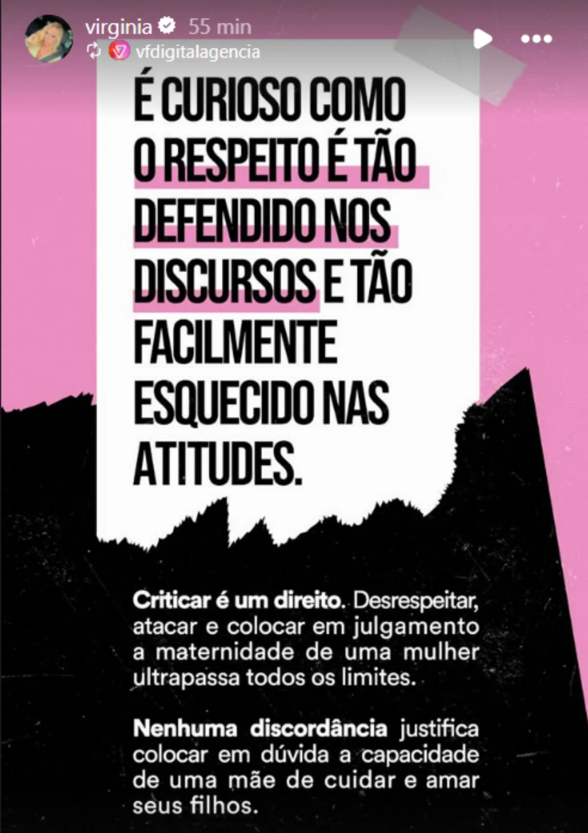 Nota divulgada por Virginia Fonseca. Nota divulgada por Virginia Fonseca.