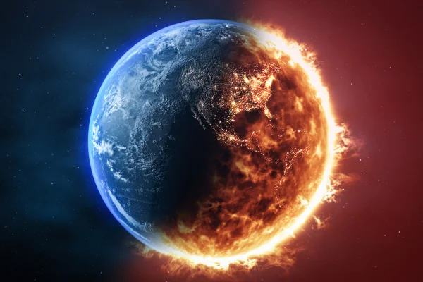 Foto colorida da Terra pegando fogo - COP30: entenda o que são mudanças climáticas e seus efeitos no planeta - Metrópoles