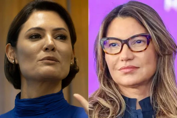 A ex-primeira-dama Michelle Bolsonaro e a primeira-dama, Janja Silva