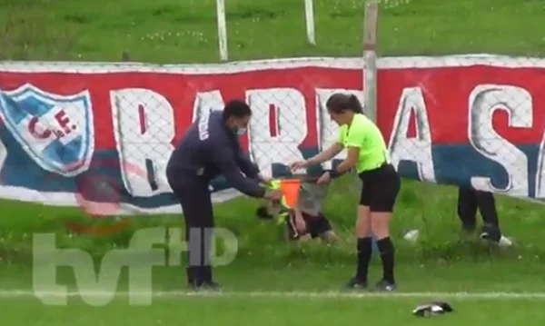 Quero-quero ataca bandeirinha no Uruguai