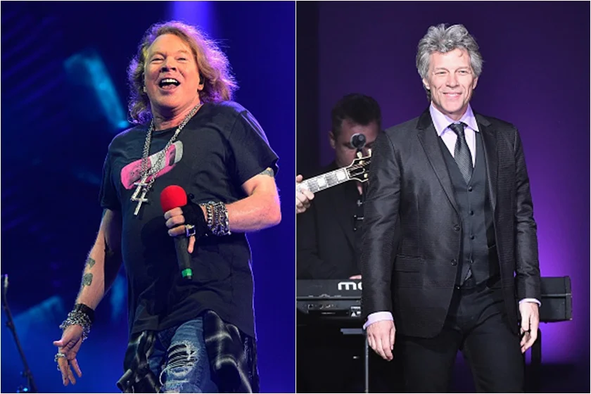 Axl Rose nasceu em 1962, assim como Jon Bon Jovi. Ambos têm 55 anos Axl Rose nasceu em 1962, assim como Jon Bon Jovi. Ambos têm 55 anos