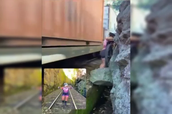 Ciclista quase atropelada por trem: “Poderia ter me partido”; vídeo