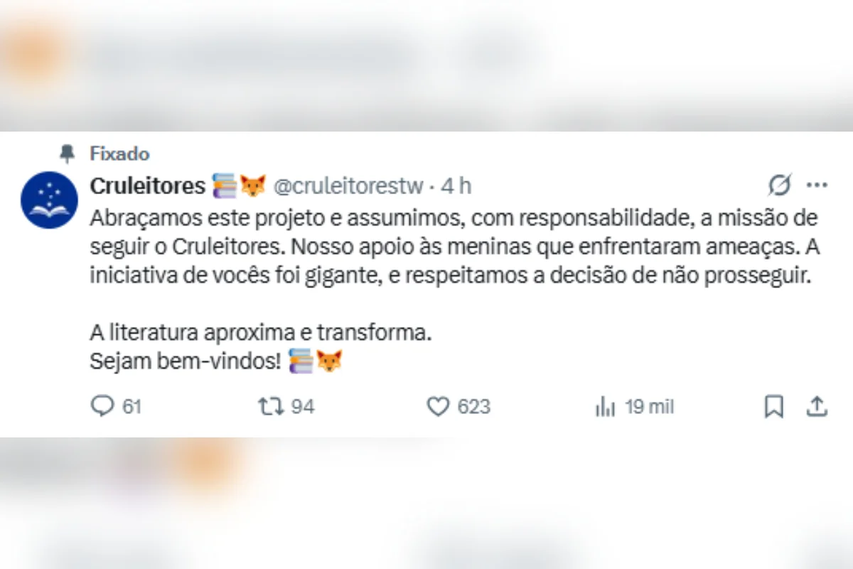 Cruleitores: clube de leitura de torcida do Cruzeiro é apagado após ataques - imagem 2 Cruleitores: clube de leitura de torcida do Cruzeiro é apagado após ataques - imagem 2