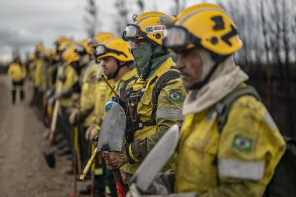 Imagem colorida de combatentes enviados para a missão humanitária contra os incêndios florestais no Canadá - Metrópoles
