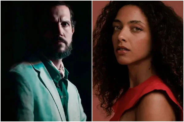 Montagem com fotos de Egídio e Joana em Renascer