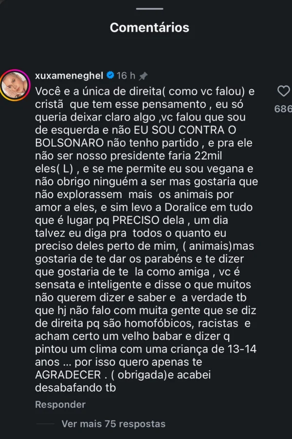 Xuxa nega ser de esquerda: “Sou contra o Bolsonaro” - destaque galeria