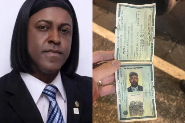 Imagem colorida de montagem com homem preso por se passar por juiz. Metrópoles