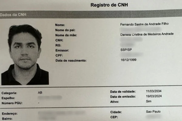 Reprodução preto e branco de perfil de homem, com foto, no Detran - Metrópoles