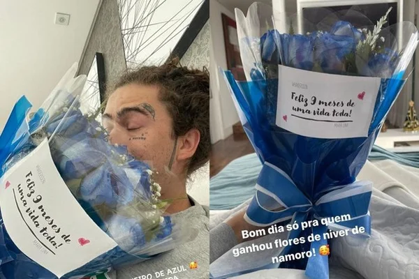 Whindersson Nunes com buquê azul