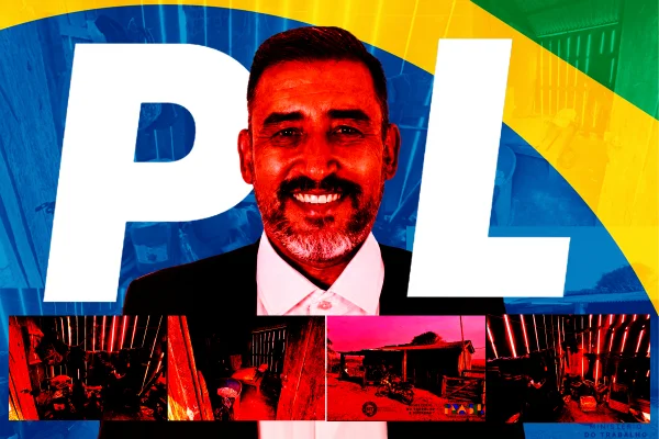 Imagem colorida de arte de candidato a deputado do PL que está na lista suja do trabalho escravo | Metrópoles