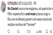 Print dos comentários sobre Mel Maia, MC Daniel e Lorena Maria