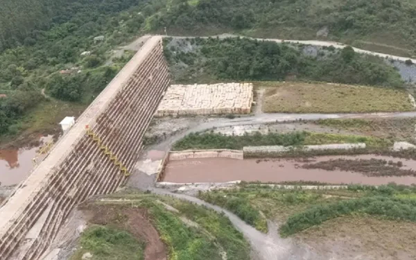 Vista aérea da barragem Sul Superior, em Barão de Cocais (MG), operada pela Vale