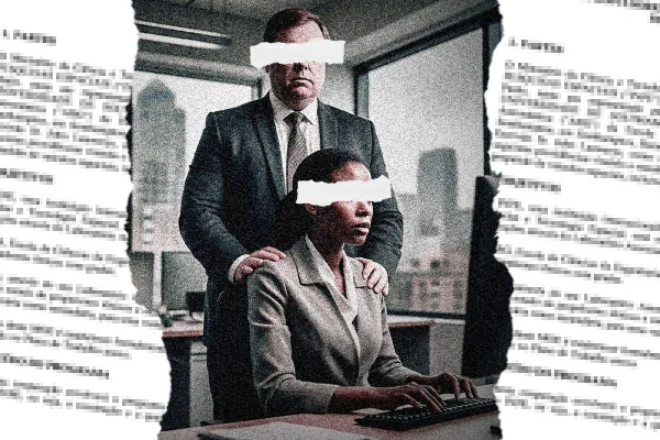 Imagem colorida de assédio sexual e moral
