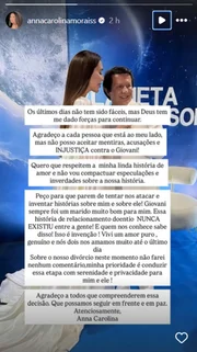 Ex de Giovani desabafa sobre dor após término polêmico: “Parecer bem” - imagem 4 Ex de Giovani desabafa sobre dor após término polêmico: “Parecer bem” - imagem 4