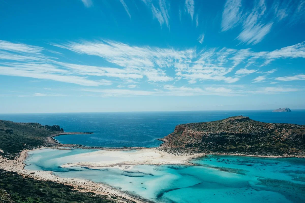 Lagoa de Balos, localizada na ilha de Creta, na Grécia Lagoa de Balos, localizada na ilha de Creta, na Grécia