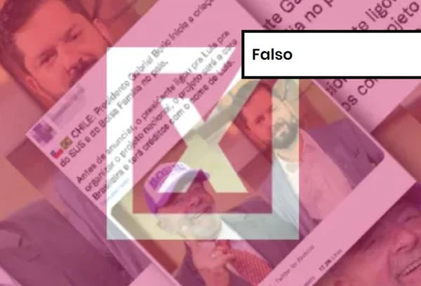 Imagem colorida de postagem falsa sobre presidente do Chile