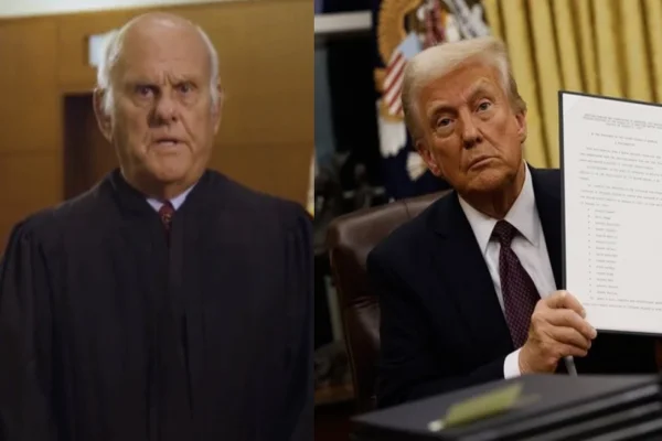 Imagem colorida de trump e juiz - Metrópoles