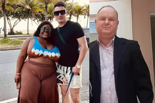 Renato Souza, sogro da Jojo Todynho à direita, e Jojo e Lucas no lado esquerdo