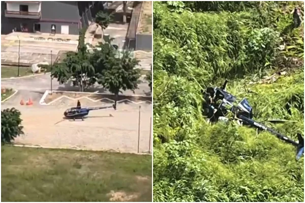 Helicóptero com 3 adultos e criança cai logo após levantar voo na PB - Metrópoles