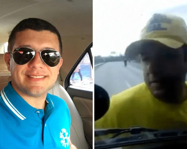 colagem de fotos de homem de blusa azul