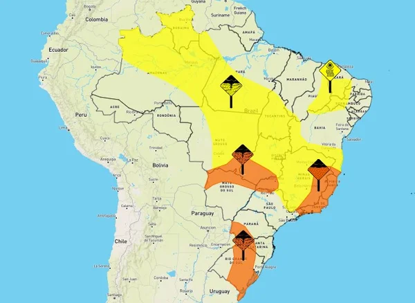 Chuva coloca 15 estados e o DF em alerta nesta segunda (11/10)