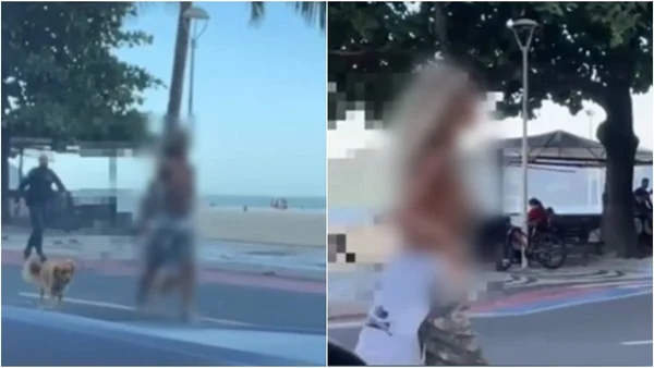 Mulher é presa por fazer topless durante caminhada com cachorros em SC