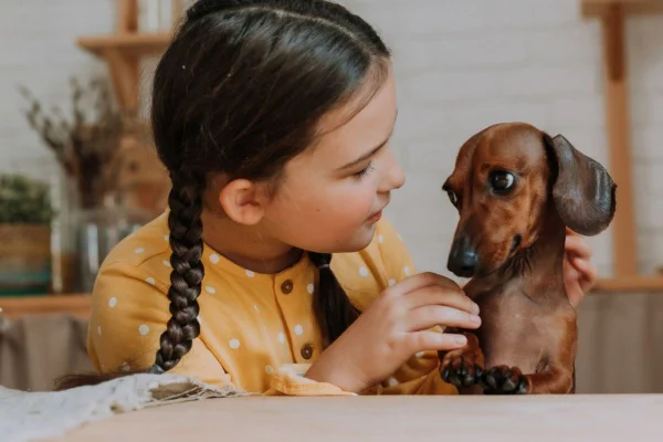 Cachorrinho e menina
