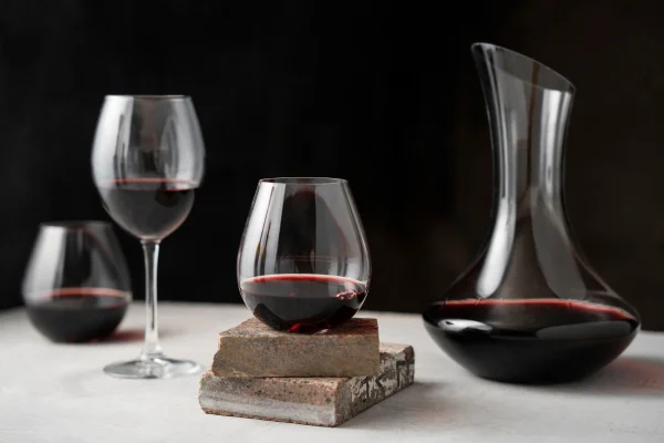 Taças de vinho e decanter