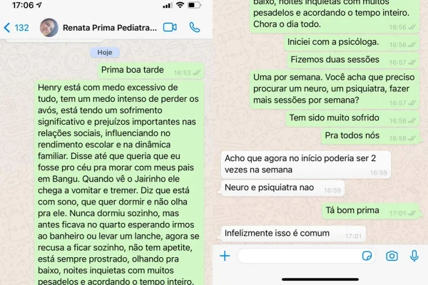 Conversa entre mãe de Henry e prima pediatra
