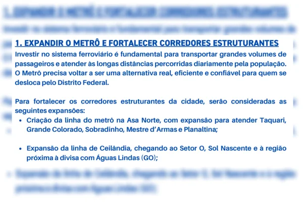 Novas estações e linhas: veja propostas dos candidatos ao GDF para o Metrô - destaque galeria