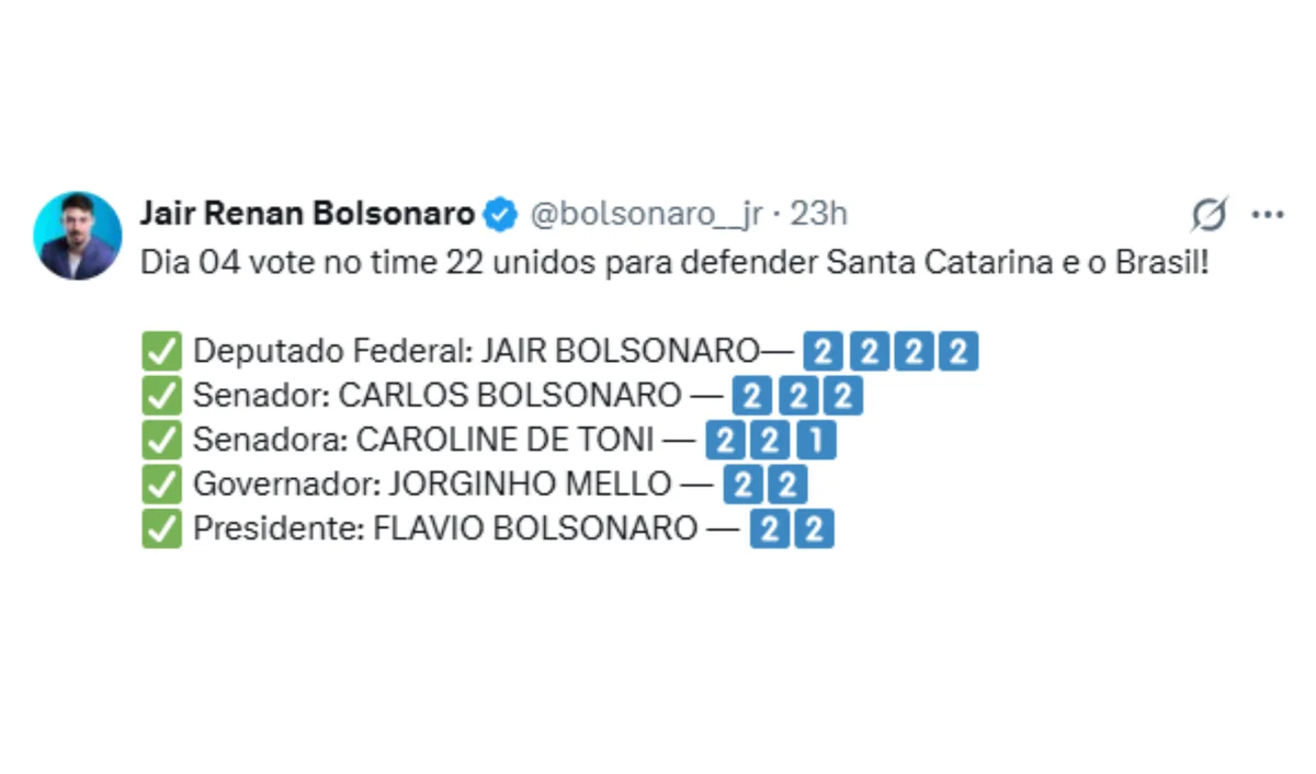 Jair Renan é candidato a deputado federal pelo PL de SC Jair Renan é candidato a deputado federal pelo PL de SC
