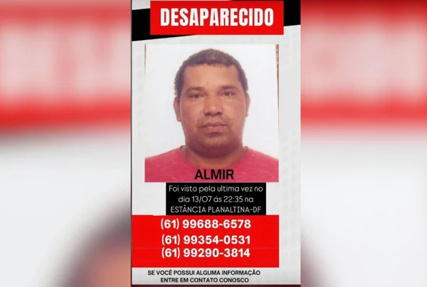A família de Almir José de Oliveira, 47 anos (foto em destaque), pede ajuda para obter informações sobre o morador de Planaltina que está desaparecido desde o dia 13 de julho. Câmeras de segurança flagraram Almir saindo de casa vestindo uma camisa branca, bermuda marrom e chinelo.
