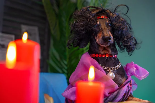 Cachorro tirando tarô
