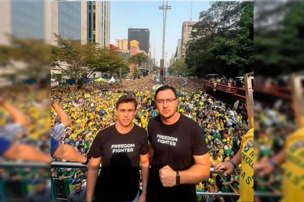 Imagem colorida mostra Nikolas Ferreira e Pablo Almeida - Metrópoles